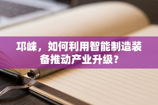 邛崃，如何利用智能制造装备推动产业升级？