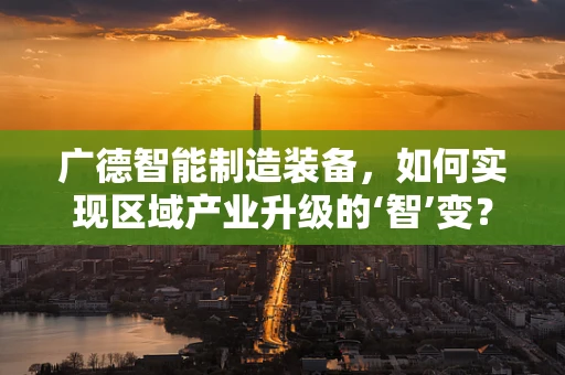 广德智能制造装备，如何实现区域产业升级的‘智’变？